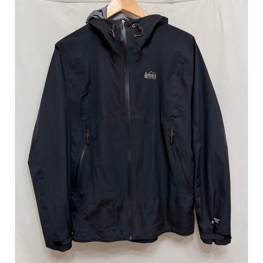 REI Co-op Women's Jacket Gore-Tex Active Black Rain Shell Hooded Outdoorsy XL